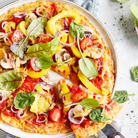 Vegane Pizza mit Gemüseboden