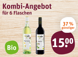 Sechs Flaschen biorebe Bio-Wein 