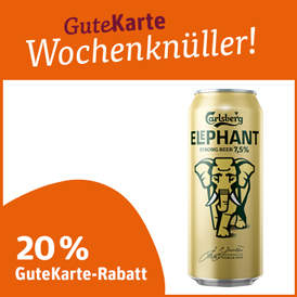 20 % GuteKarte-Rabatt auf Carlsberg Elephant Strong Beer oder Extra Strong Beer