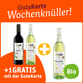 Zwei Flaschen biorebe +1 Gratis mit der GuteKarte