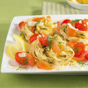 Tagliatelle in Zitronensauce mit Räucherlachs