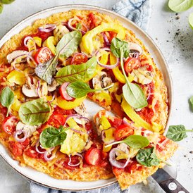 Vegane Pizza mit Gemüseboden