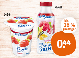 Bauer Der große Fruchtjoghurt oder Joghurt Drink