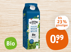 Naturland Gläserne Molkerei frische Bio-Weidemilch 