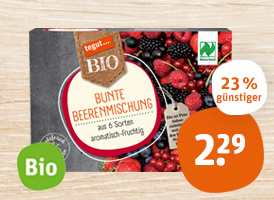 Naturland tegut... bunte Bio-Beerenmischung oder Bio-Himbeeren