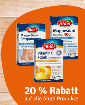 20% Rabatt auf alle Abtei Produkte