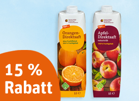 15 % Rabatt auf alle tegut... Direktsäfte und Nektare