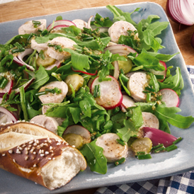 Weißwurstsalat mit Rucola & Radieschen