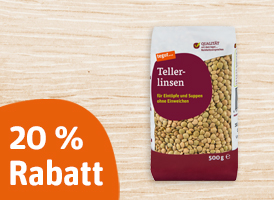 20 % Rabatt auf alle tegut... Hülsenfrüchte, je 500 g Packung