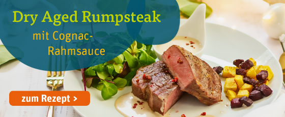 Dry Aged Rumpsteak mit Cognac-Rahmsauce