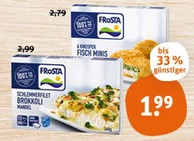  Frosta Schlemmerfilet, Knusper Fisch Minis oder Pfannen Fisch