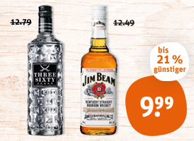 Three Sixty Vodka oder Jim Beam