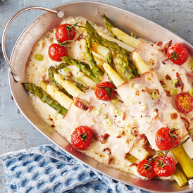 Spargel-Gratin mit Pecorino