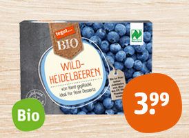 Naturland tegut... Bio-Wild-Heidelbeeren, bunte Bio-Beerenmischung oder Bio-Himbeeren