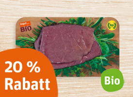 20% Rabatt auf Biokreis tegut... Bio-Rinderminutensteaks