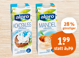 Alpro Mandel-, Kokosnuss- oder Haselnuss-Drink