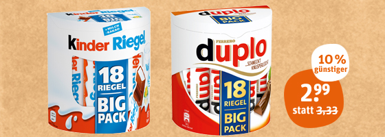 Ferrero duplo und kinder Riegel Big Pack