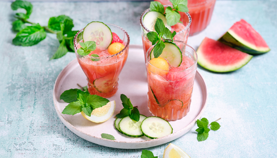 Melonen-Bowle mit Ginger Beer