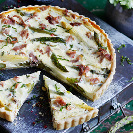 Spargel-Quiche mit Schinken