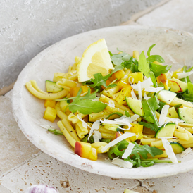 Rucola-Casarecce mit Zucchini und Safran