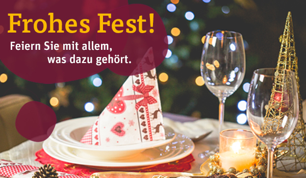 Frohes Fest! Feiern Sie mit allem, was dazu gehört.