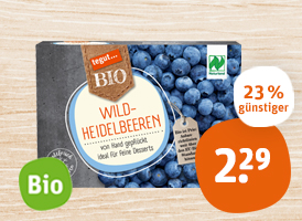 Naturland tegut... Bio-Wild-Heidelbeeren, bunte Bio-Beerenmischung oder Bio-Himbeeren