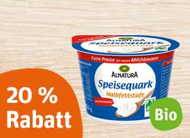 20 % Rabatt auf Naturland Alnatura Bio-Speisequark