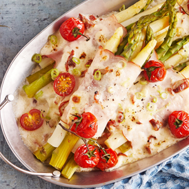 Spargel-Gratin mit Pecorino