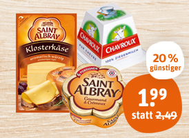 Saint Albray Weichkäse, Saint Albray Klosterkäse oder Chavroux Ziegenfrischkäse