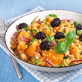 Melonen-Quinoa-Salat mit Brombeeren