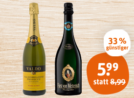 Fürst von Metternich Riesling Sekt oder Valdo Prosecco 1, 21