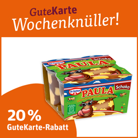 20 % GuteKarte-Rabatt auf Dr. Oetker Paula Pudding