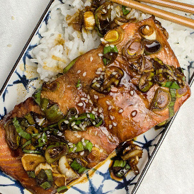 Teriyaki-Lachs mit Basmatireis