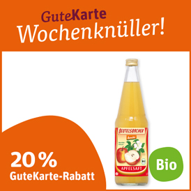 20 % GuteKarte-Rabatt auf alle Beutelsbacher Bio-Säfte