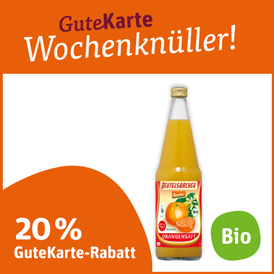 20 % GuteKarte-Rabatt auf alle Beutelsbacher Bio-Säfte