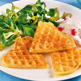 Kartoffelwaffeln mit Radieschenquark