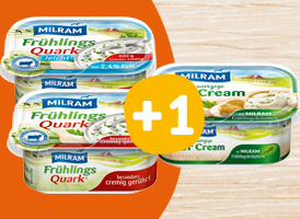 Zwei Becher Milram Frühlingsquark oder Sour Cream +1 gratis