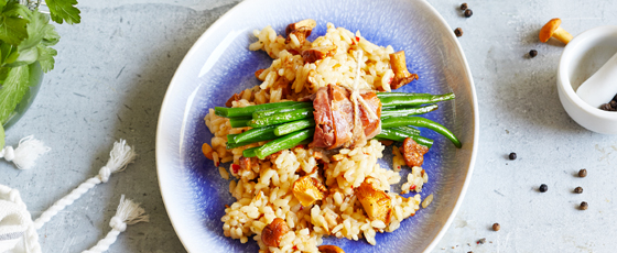 Risotto mit Pfifferlingen und grünen Bohnen