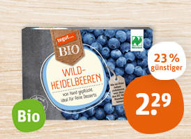 Naturland tegut... Bio-Wild-Heidelbeeren, bunte Bio-Beerenmischung oder Bio-Himbeeren