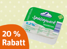 20 % Rabatt auf Speisequark