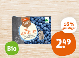 Naturland tegut... Bio-Wild-Heidelbeeren, bunte Bio-Beerenmischung oder Bio-Himbeeren