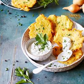 Hessische Kartoffelpuffer mit Kräuterschmand