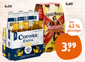 Corona Extra oder Captain Morgan Multineer 1, 23