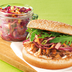 Pulled-Pork-Burger mit Kohlsalat