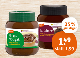 tegut... Nuss-Nougat- oder Zartbitter-Creme