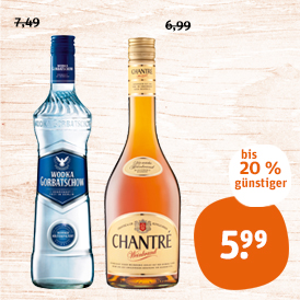 Wodka Gorbatschow oder Chantré 