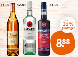 Bacardi Rum, Asbach, oder Ramazzotti Amaro