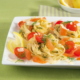 Tagliatelle in Zitronensauce mit Räucherlachs