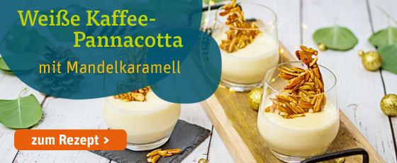 Weiße Kaffee-Pannacotta mit Mandelkaramell