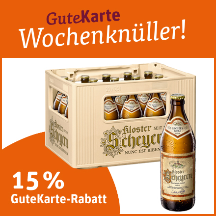 15 % GuteKarte-Rabatt auf Kloster Scheyern Kloster-Gold Hell oder Kloster-Export Dunkel